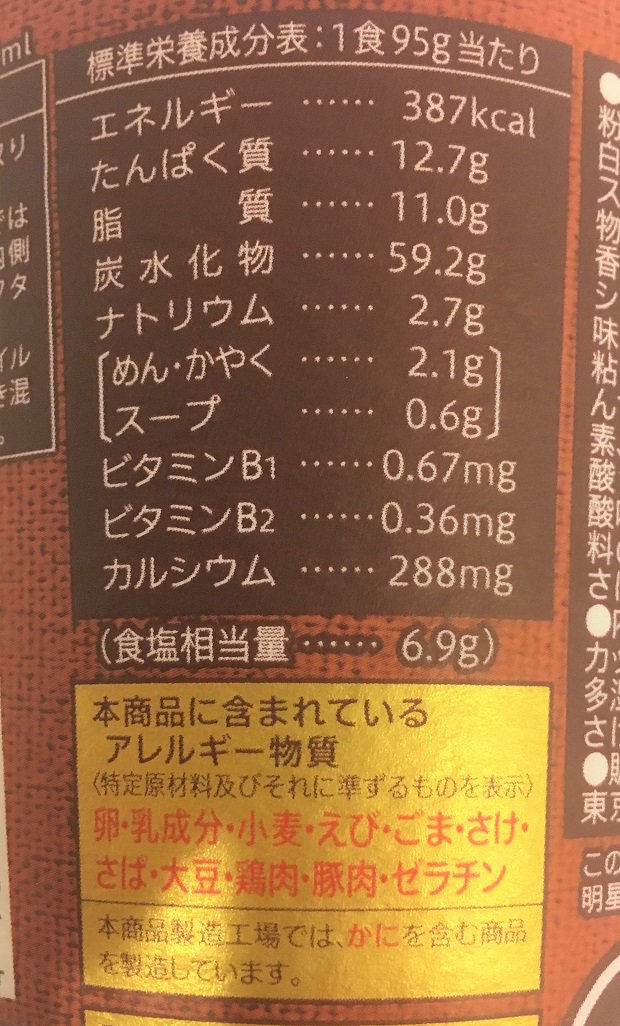 だるまカップ麺の一括表示