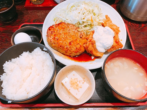 ふくの鳥 BIGハンバーグとチキン南蛮のセット