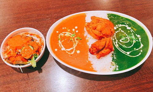 サムンドラマハルのWカレーライスとサラダ