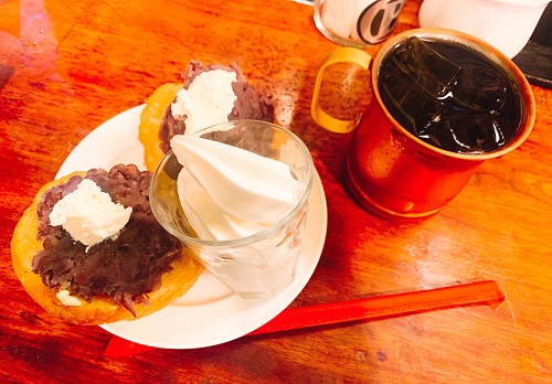 BUCYO COFFEEの小倉トーストとアイスコーヒー