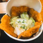 初のカプセルホテルからの~♬ 帰りは「串だおれ」さんのバラカツ丼で締めました!