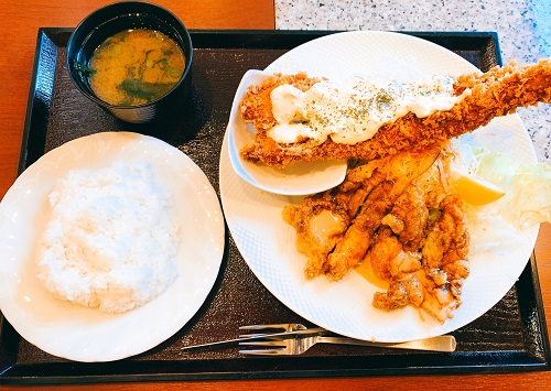 チキン南蛮 鳥ろくのジャンボエビフライセット