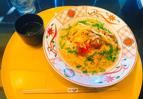 京風スパゲッティー 先斗入ルの3種のきのこと雲丹とイクラの白醤油仕立て