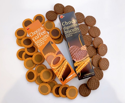 チョコ&コーヒービスケットとチョコダイジェスティブビスケットの商品写真