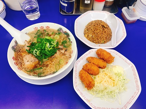 ラーメン来来亭さんのがっつりカキフライ定食