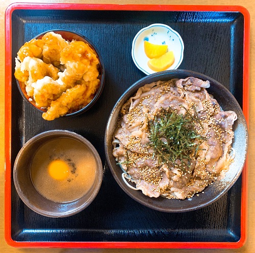 手打ちそば 庵の肉もり蕎麦と阿波おどり天丼