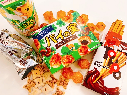 パイの実とコアラのマーチとTOPPOの商品写真