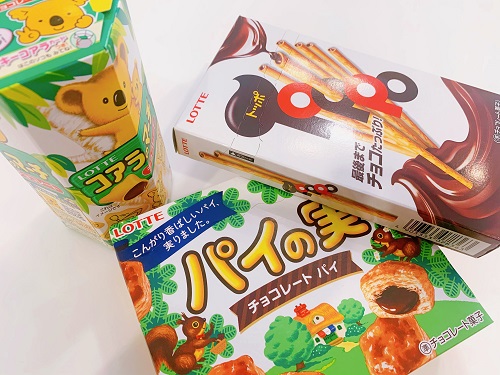 パイの実とコアラのマーチとTOPPOの外装