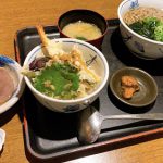 蕎麦と海老天ぷら丼+牛タン煮が最高の組み合わせ♡地酒とそば 京風おでん 三間堂さんの定食メニュー☆