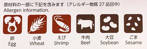 三好野本店さんの牛焼肉弁当のアレルギー表示