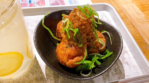 島たこやき MIKEの揚げたこ焼き島ラー油