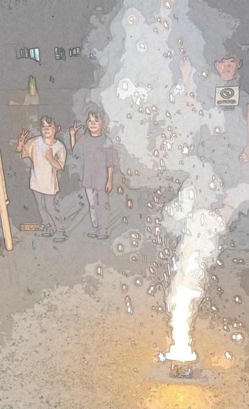 バーベキュー後の花火(2021)