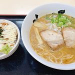 チャーシュー&ツナを引き立てるワサビが印象的な丼と豚骨ラーメンのコラボが最高☆
