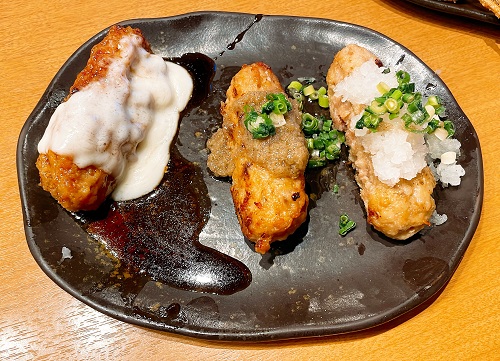 三代目鳥メロ 松山大街道店の特製つくね選べる3種