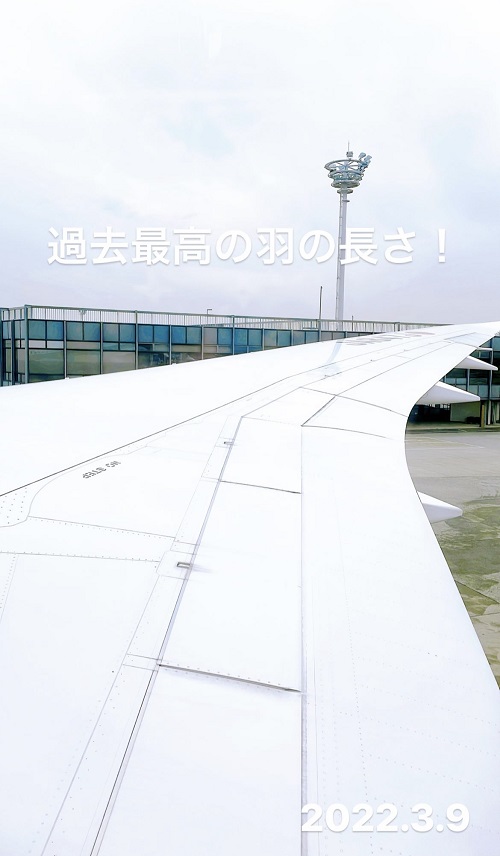 福島に行く前の飛行機(2022.3.9)