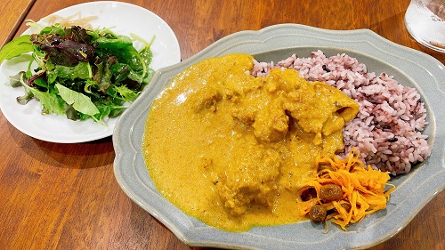 吉野川ハイウェイオアシス cul cul(クルクル)のマイルドチキンカレー&サラダ
