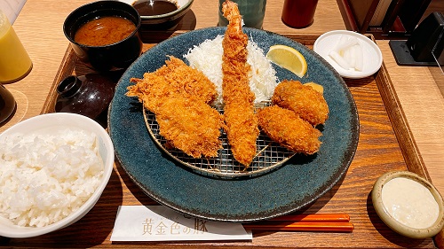 ヒレかつと宮城県産牡蠣フライ・天然大海老フライ御膳