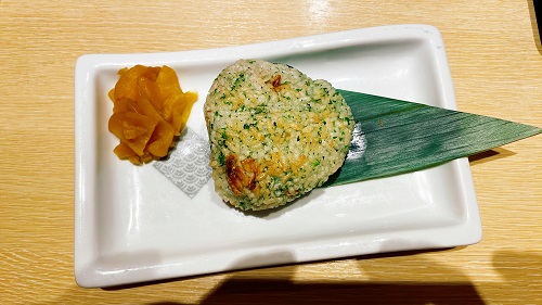 魚民 石岡西口駅前店の磯の香！桜海老入り焼おにぎり