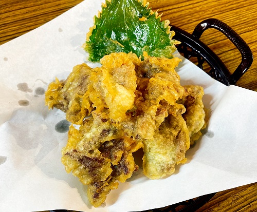 鱧秀 錦本店の牛肉の天ぷら