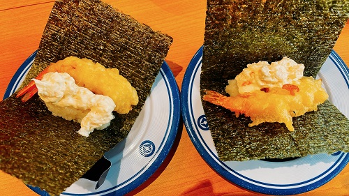 くら寿司 徳島川内店のえび天手巻き(二貫)