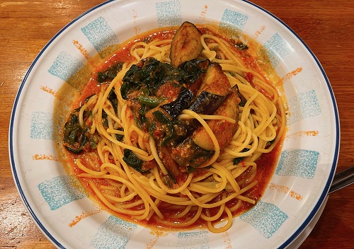 カプリチョーザ フジグラン北島店の揚げ茄子とほうれん草のミートソース田舎風